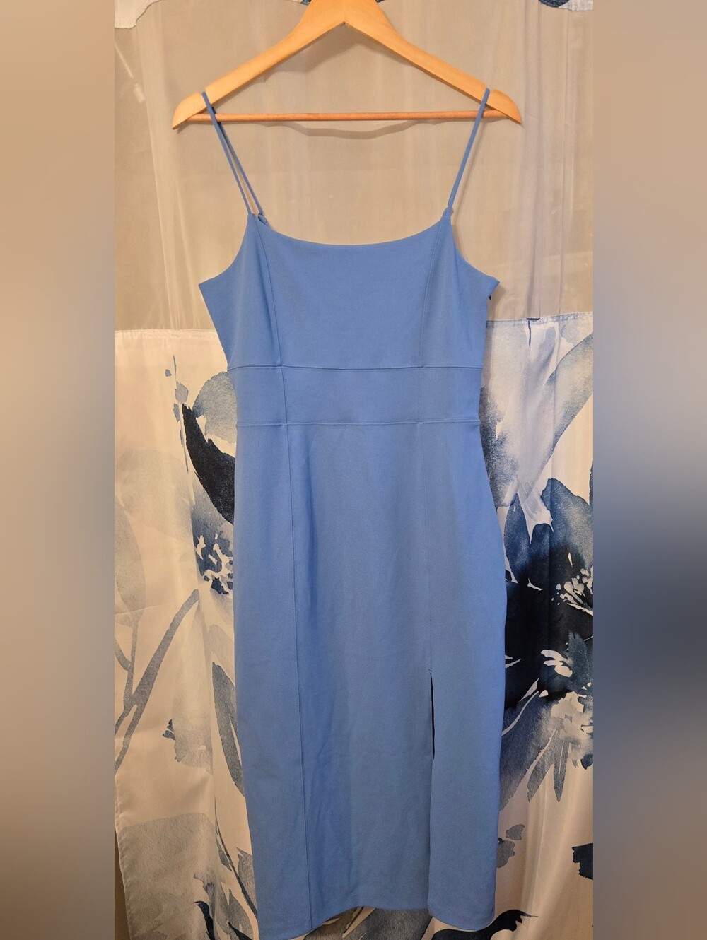 Crepe Square Neck Sleeveless Seamed Midi Sheath Dress - Picture 2 of 7
